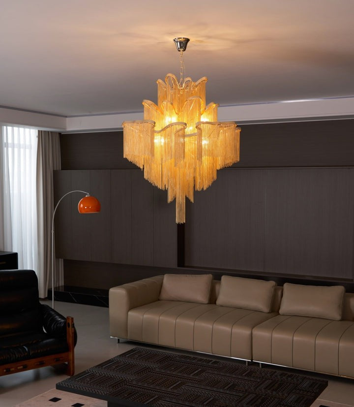 Cascading Metal Chain Chandelier