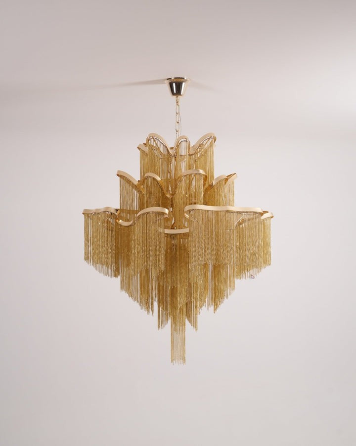 Cascading Metal Chain Chandelier