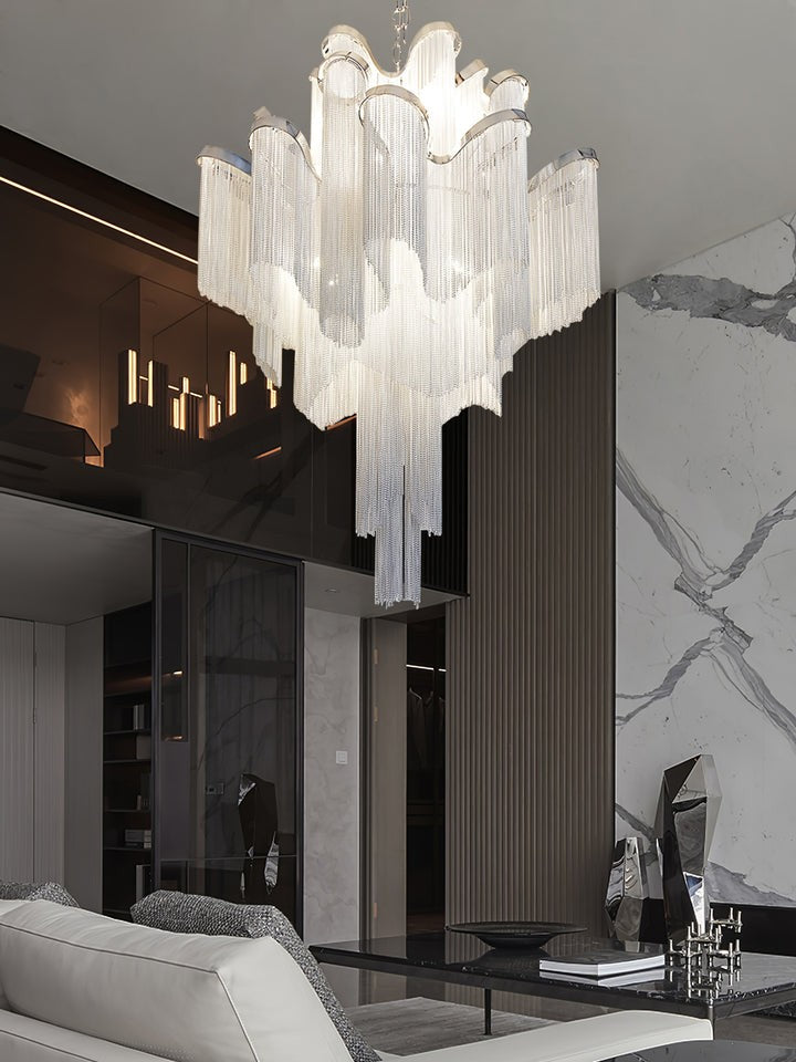 Cascading Metal Chain Chandelier