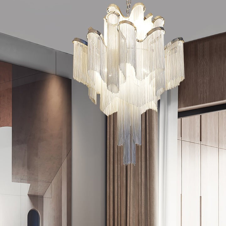 Cascading Metal Chain Chandelier