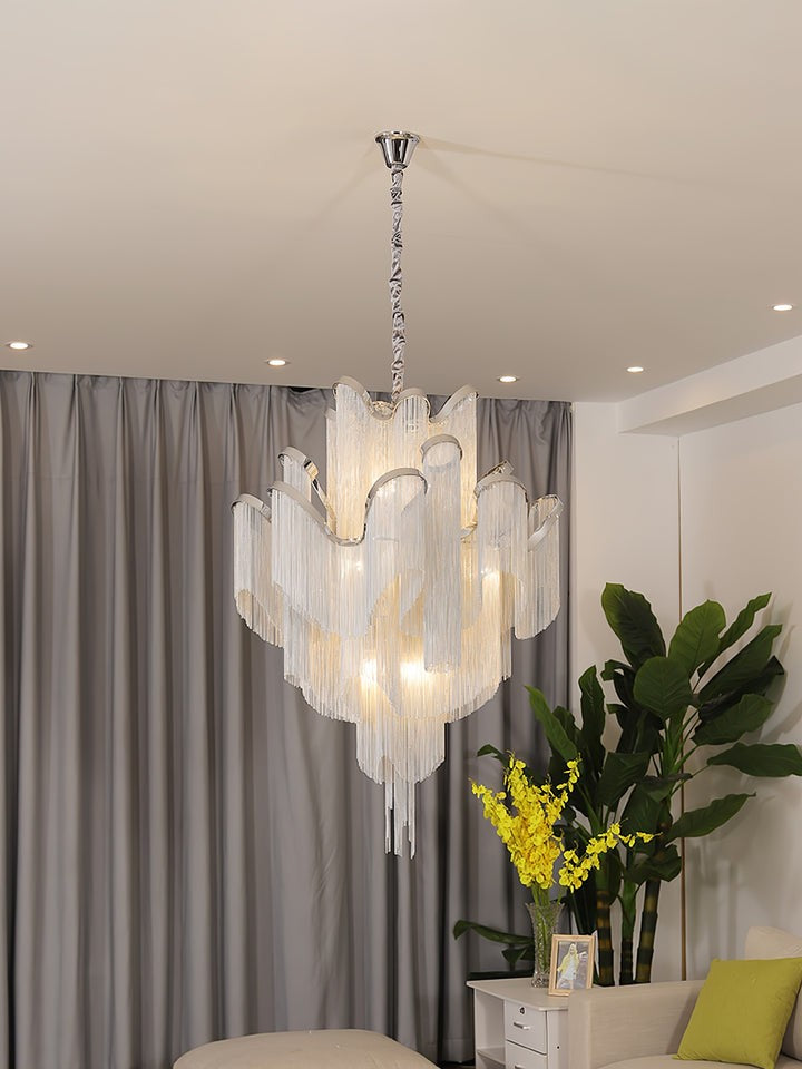 Cascading Metal Chain Chandelier