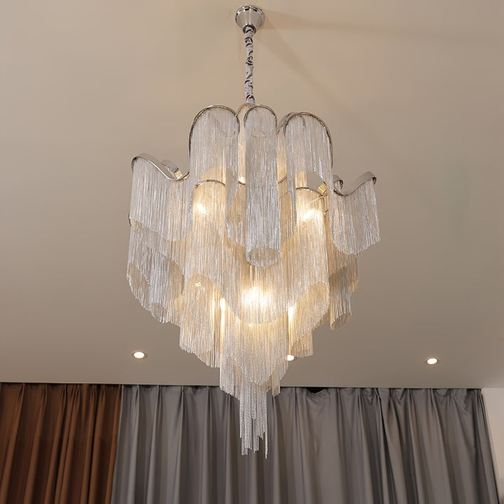 Cascading Metal Chain Chandelier
