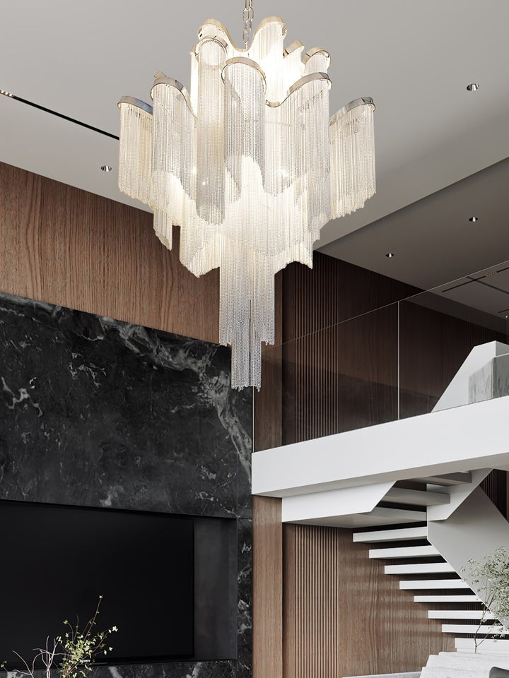 Cascading Metal Chain Chandelier