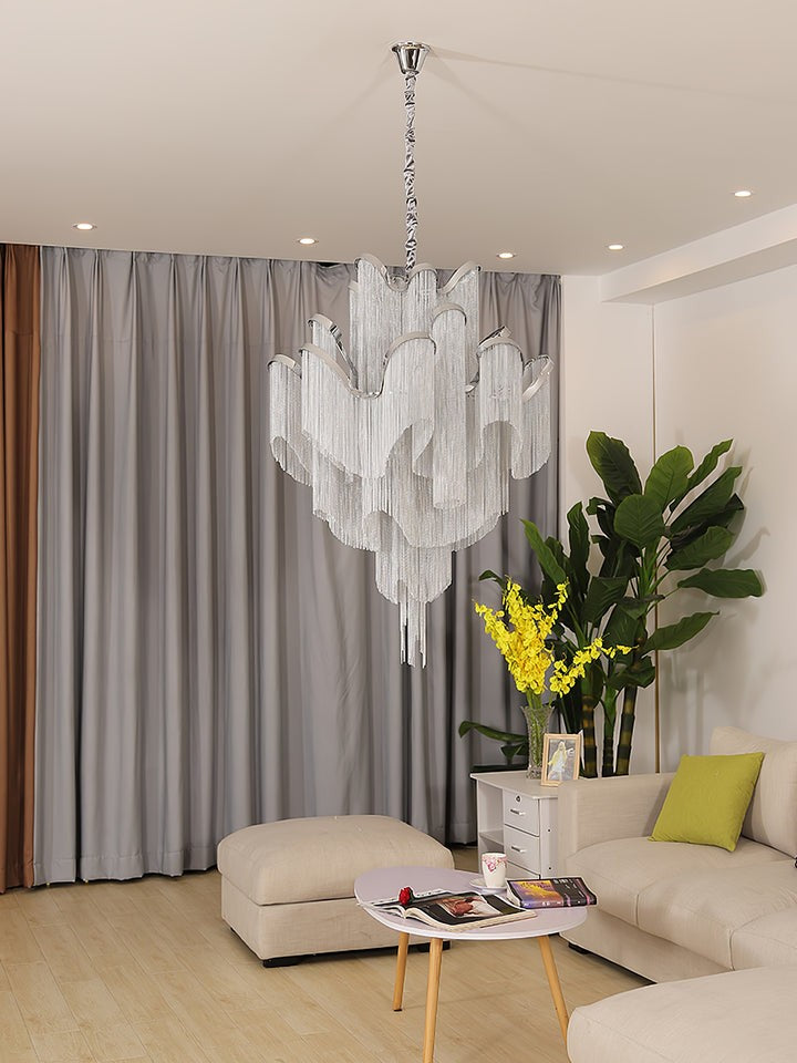 Cascading Metal Chain Chandelier