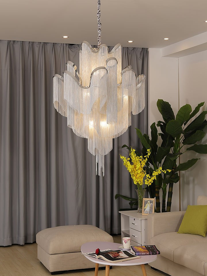 Cascading Metal Chain Chandelier