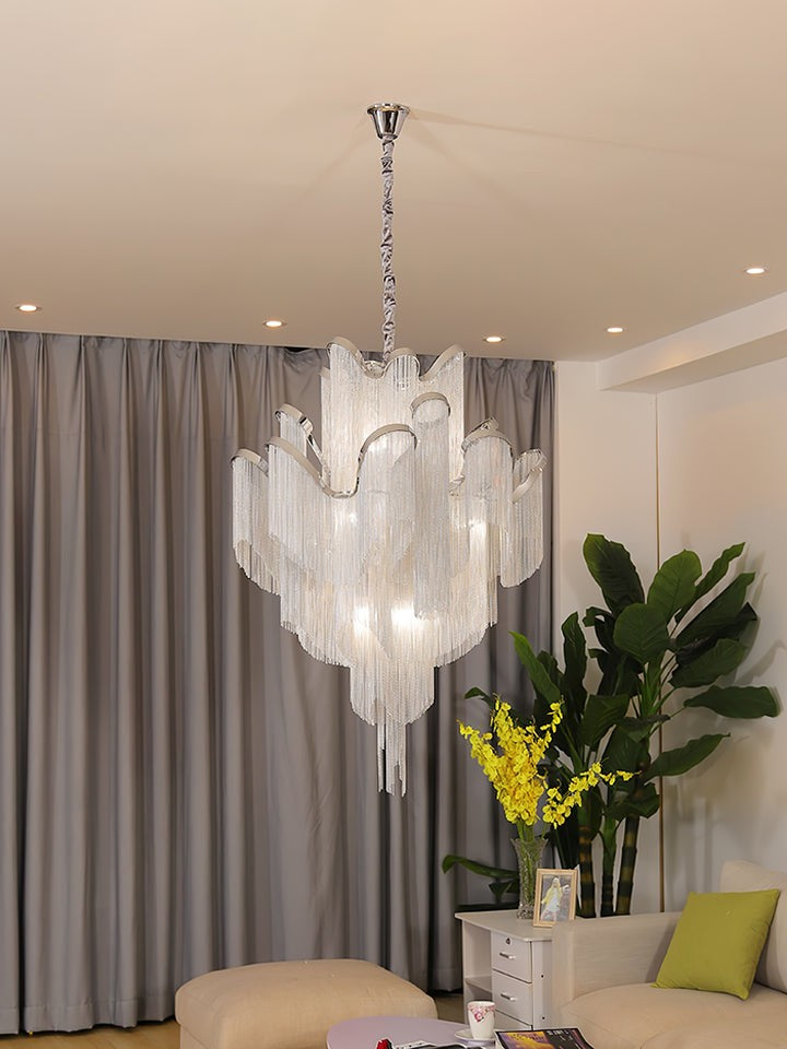 Cascading Metal Chain Chandelier