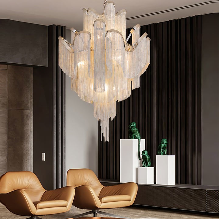 Cascading Metal Chain Chandelier