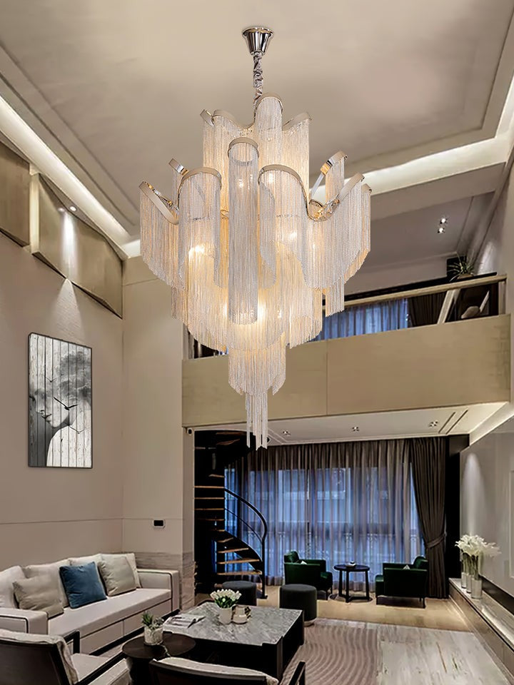 Cascading Metal Chain Chandelier