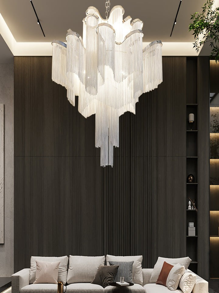 Cascading Metal Chain Chandelier