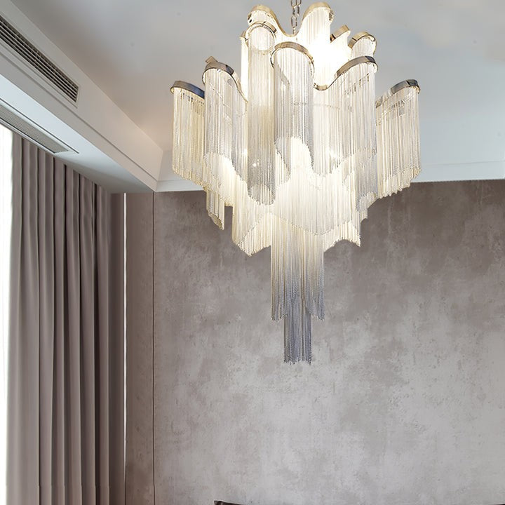 Cascading Metal Chain Chandelier