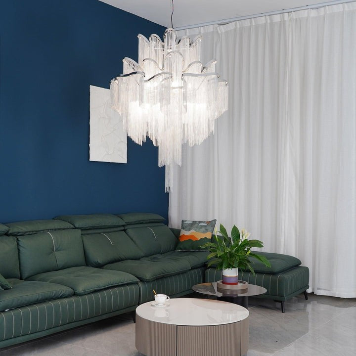 Cascading Metal Chain Chandelier