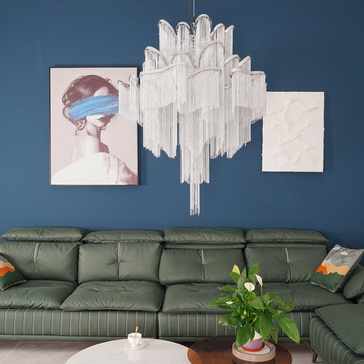Cascading Metal Chain Chandelier