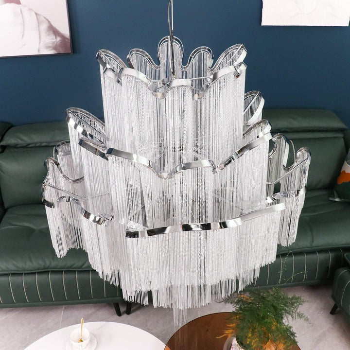 Cascading Metal Chain Chandelier