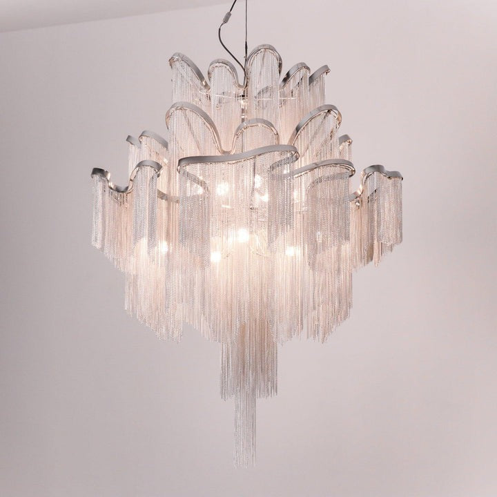 Cascading Metal Chain Chandelier