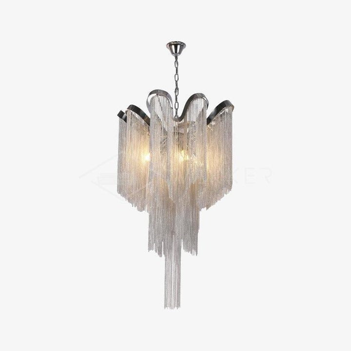 Cascading Metal Chain Chandelier