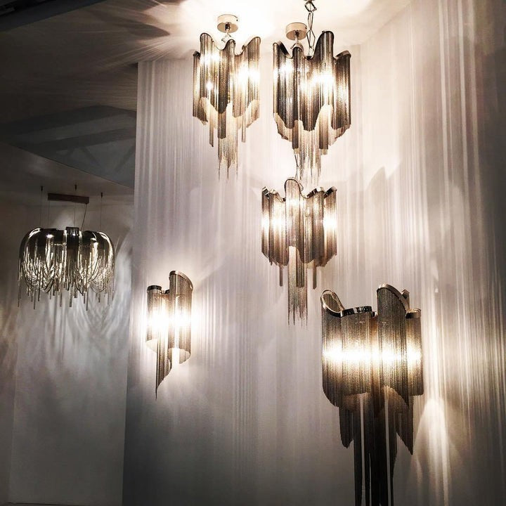 Cascading Metal Chain Chandelier