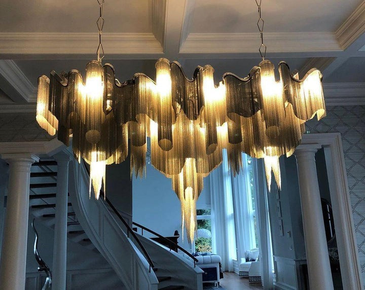 Cascading Metal Chain Chandelier