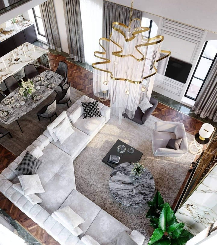 Cascading Metal Chain Chandelier