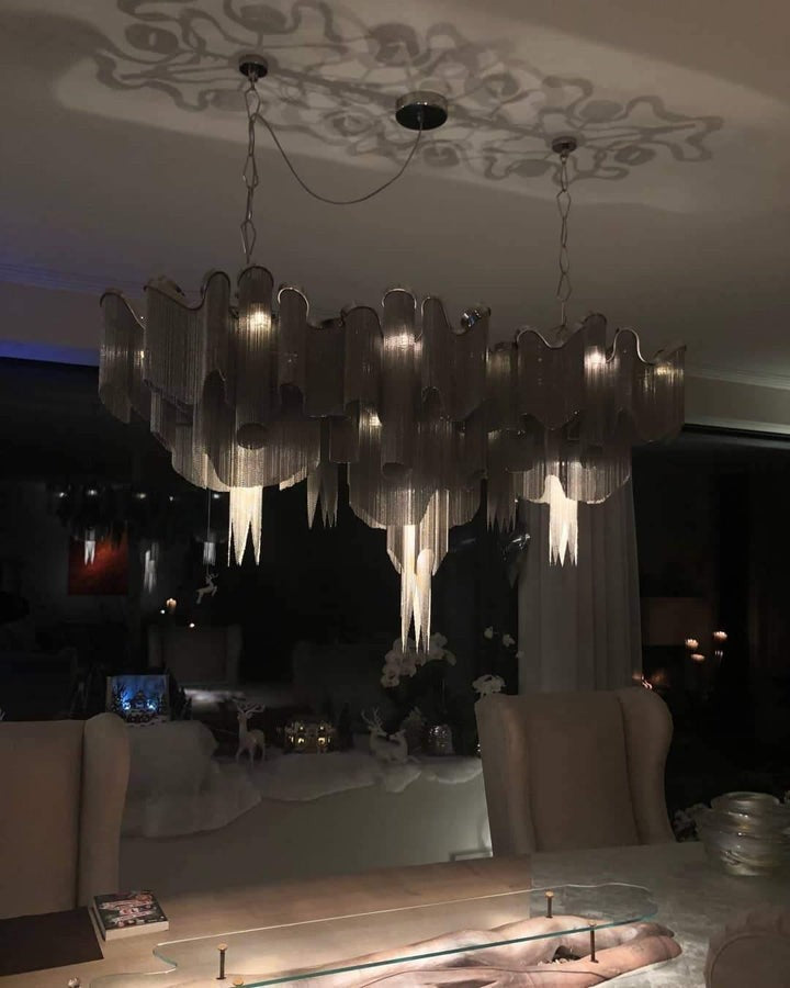 Cascading Metal Chain Chandelier