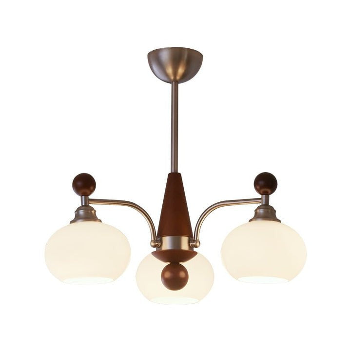 Celestial Walnut and Opal Globe Chandelier