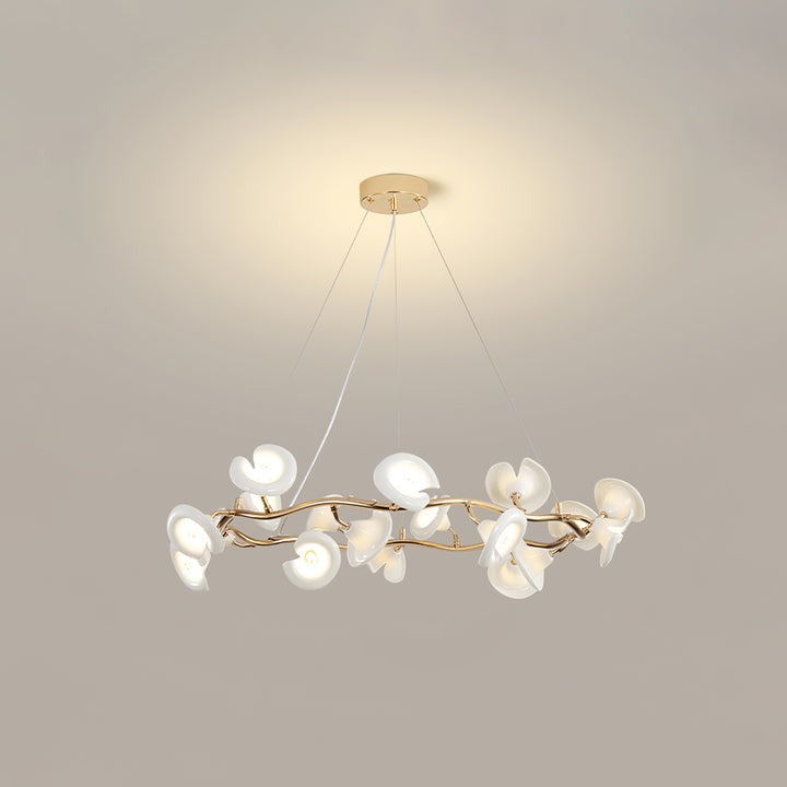 Ceramic Blossom Petal Chandelier – Floral-Inspired Ceiling Light