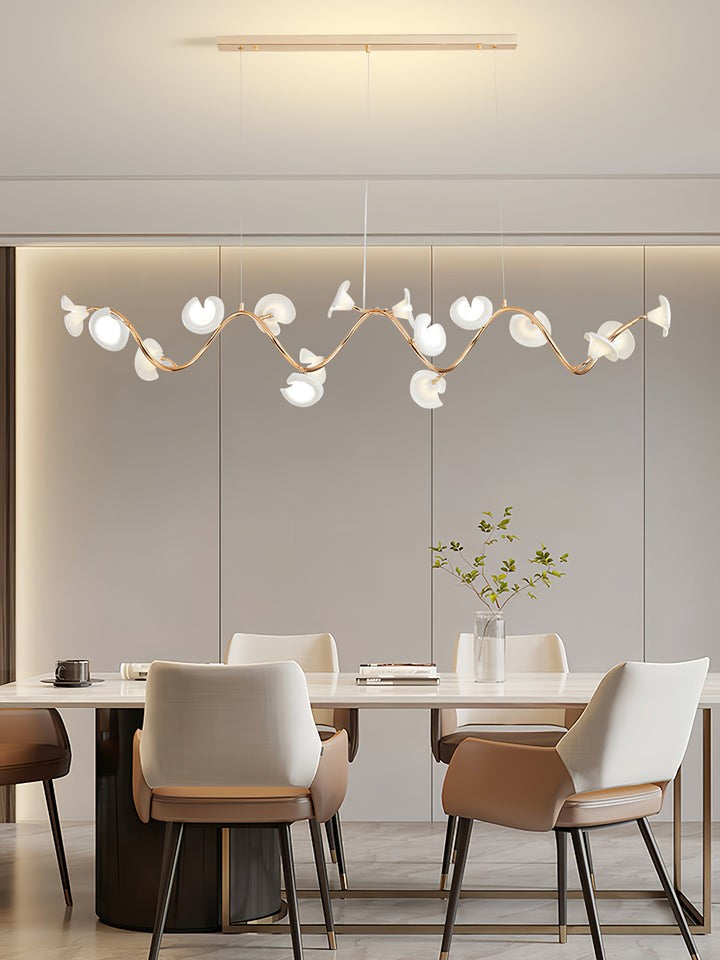 Ceramic Blossom Petal Chandelier – Floral-Inspired Ceiling Light