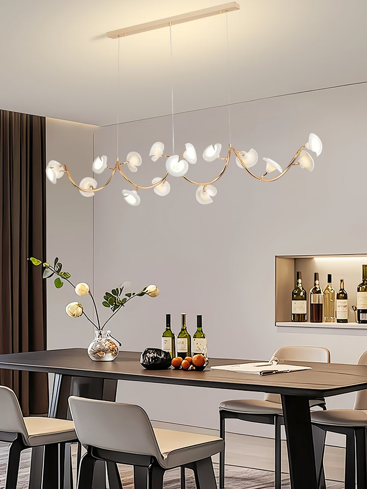 Ceramic Blossom Petal Chandelier – Floral-Inspired Ceiling Light