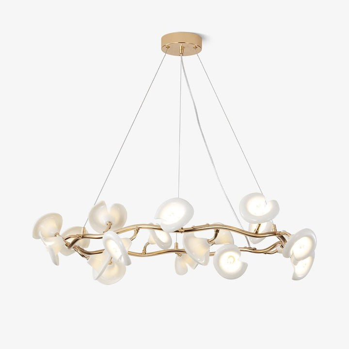 Ceramic Blossom Petal Chandelier – Floral-Inspired Ceiling Light