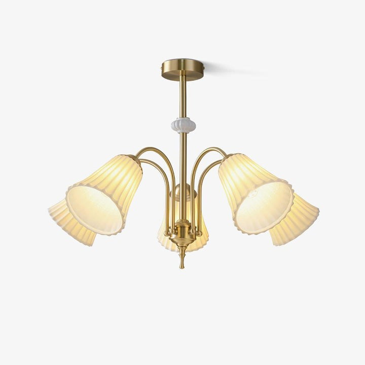 Ceramic Trumpet Chandelier in Gold Finish