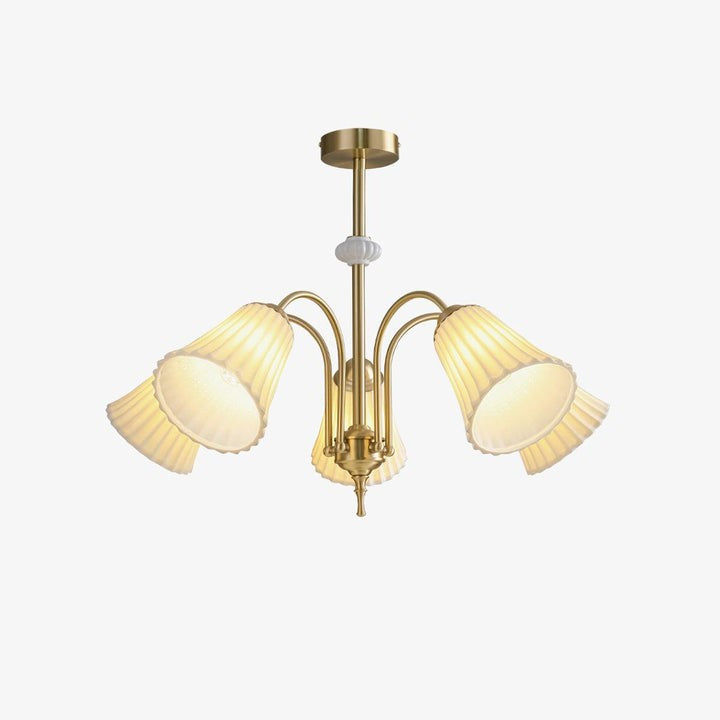 Ceramic Trumpet Chandelier in Gold Finish