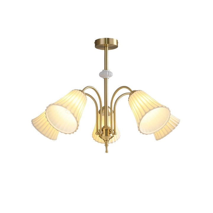 Ceramic Trumpet Chandelier in Gold Finish