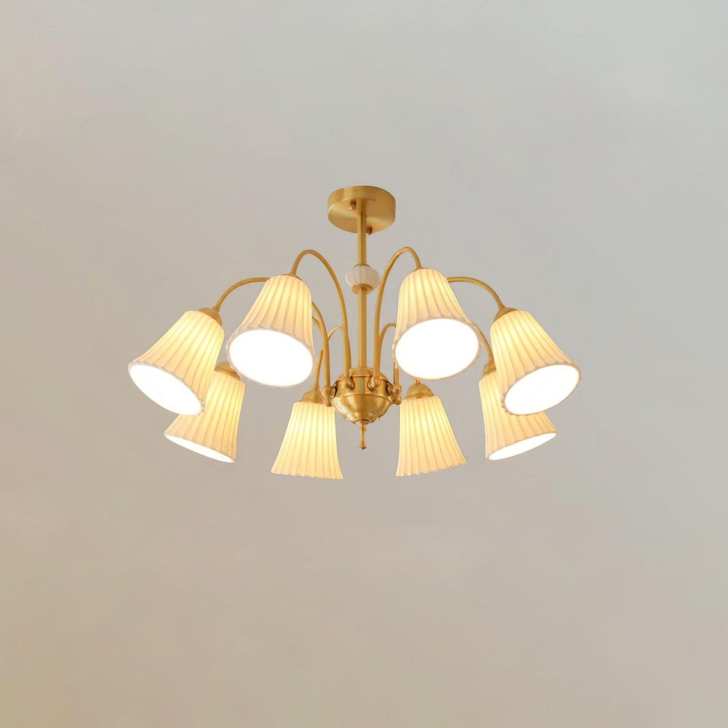 Ceramic Trumpet Chandelier in Gold Finish