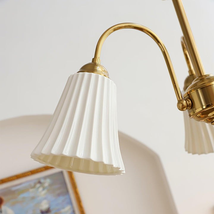 Ceramic Trumpet Chandelier in Gold Finish