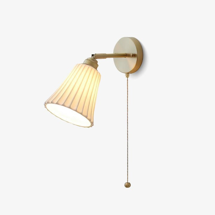 Ceramic Trumpet Wall Sconce with Brass Accents