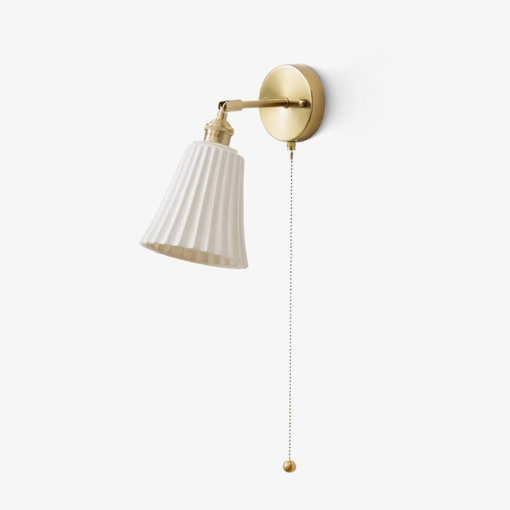 Ceramic Trumpet Wall Sconce with Brass Accents