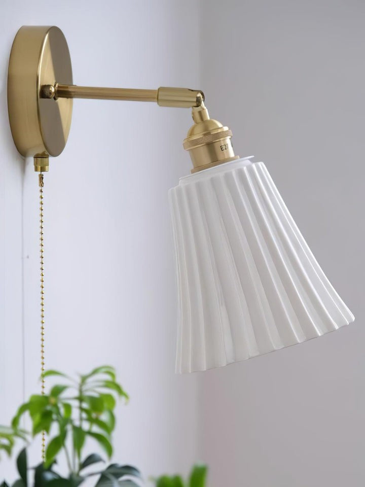 Ceramic Trumpet Wall Sconce with Brass Accents