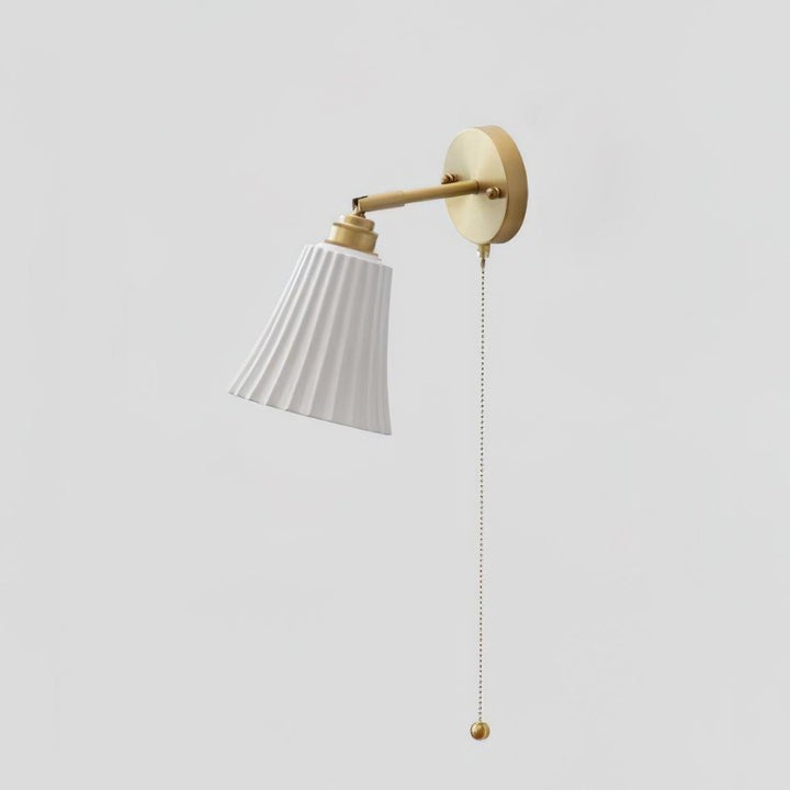 Ceramic Trumpet Wall Sconce with Brass Accents