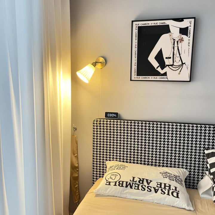 Ceramic Trumpet Wall Sconce with Brass Accents