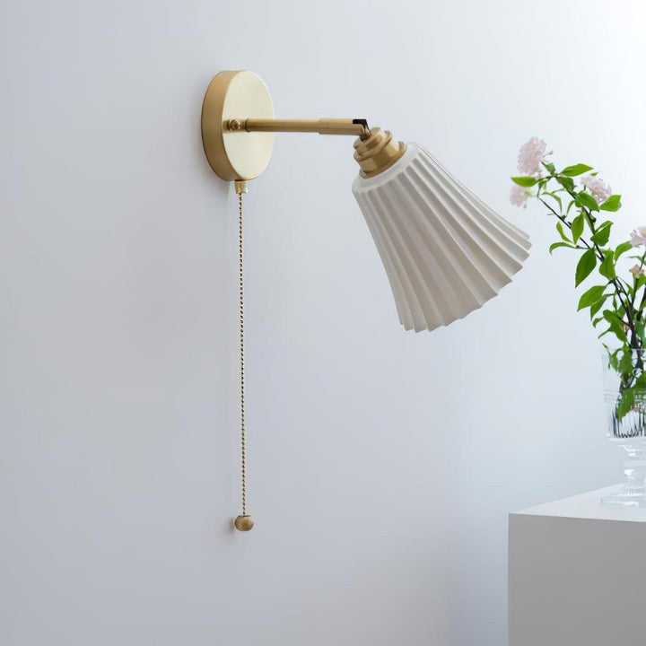 Ceramic Trumpet Wall Sconce with Brass Accents
