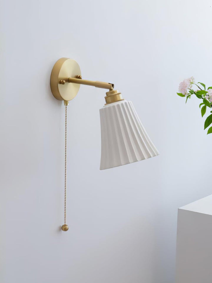 Ceramic Trumpet Wall Sconce with Brass Accents
