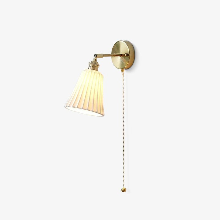 Ceramic Trumpet Wall Sconce with Brass Accents