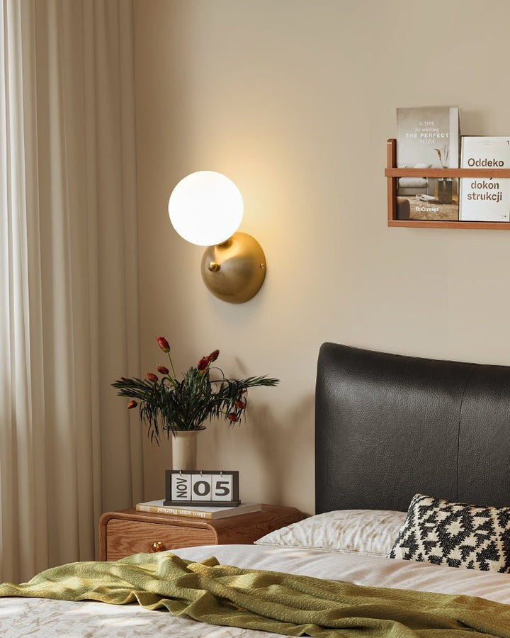 Circular Glass & Brass Wall Sconce