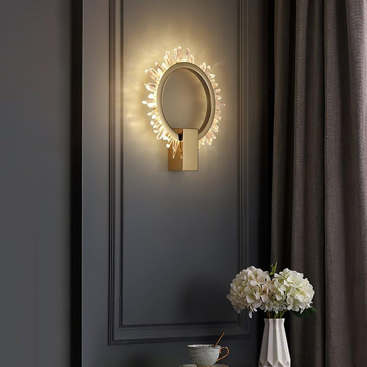 Clear Crystal LED Wall Sconce in Gold Finish