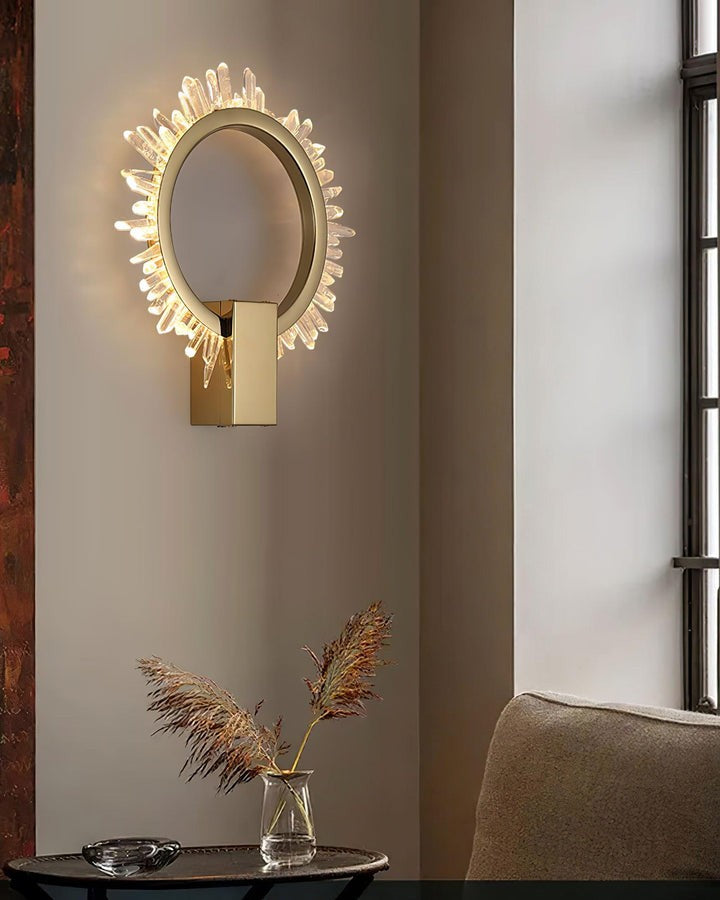 Clear Crystal LED Wall Sconce in Gold Finish