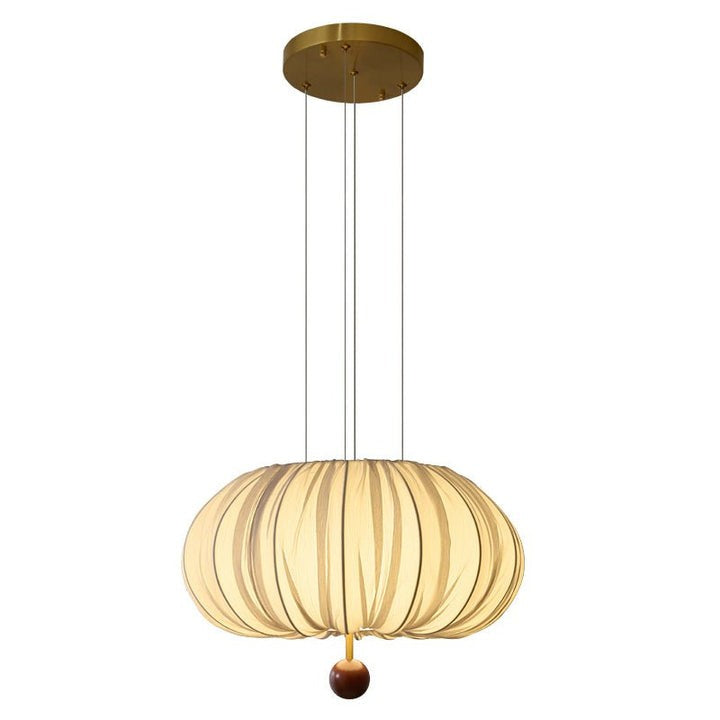 Cloud-Like Balloon Ceiling Pendant Light with Fabric & Wood Accents