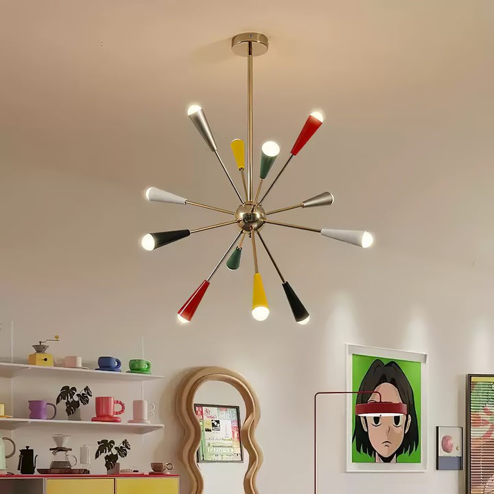 Colorburst Starburst Mid-Century Chandelier