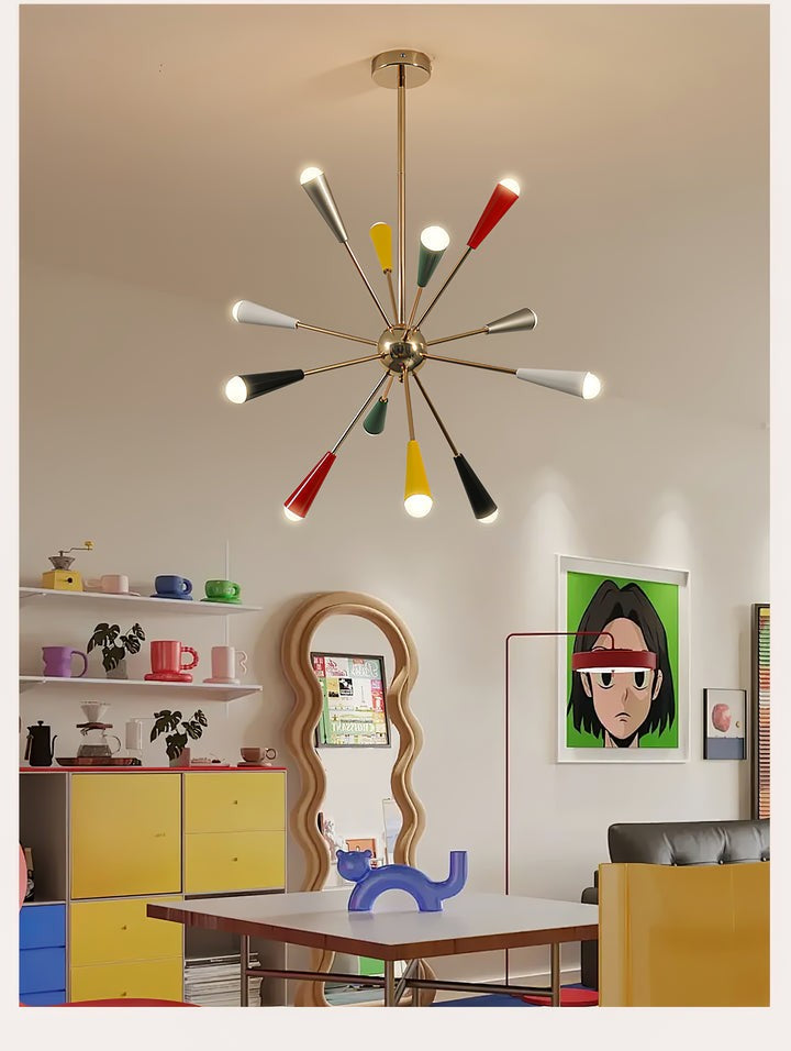 Colorburst Starburst Mid-Century Chandelier