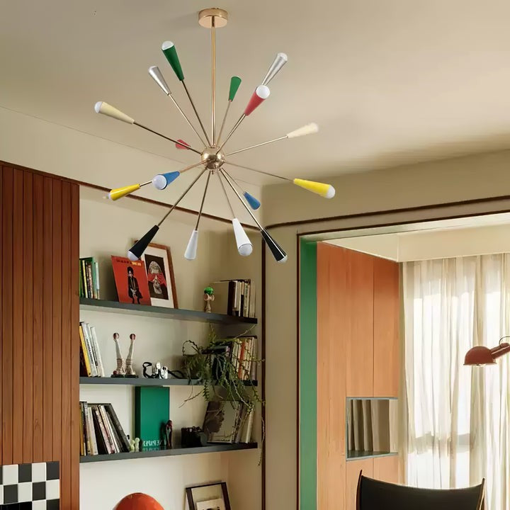 Colorburst Starburst Mid-Century Chandelier