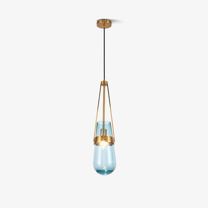 Contemporary Blue & Clear Glass Ceiling Pendant Light