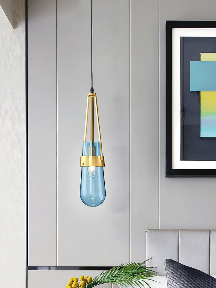 Contemporary Blue & Clear Glass Ceiling Pendant Light